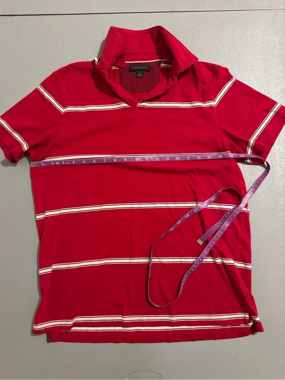 Banana Republic Red 100% Cotton Polo with White Stripes Size M